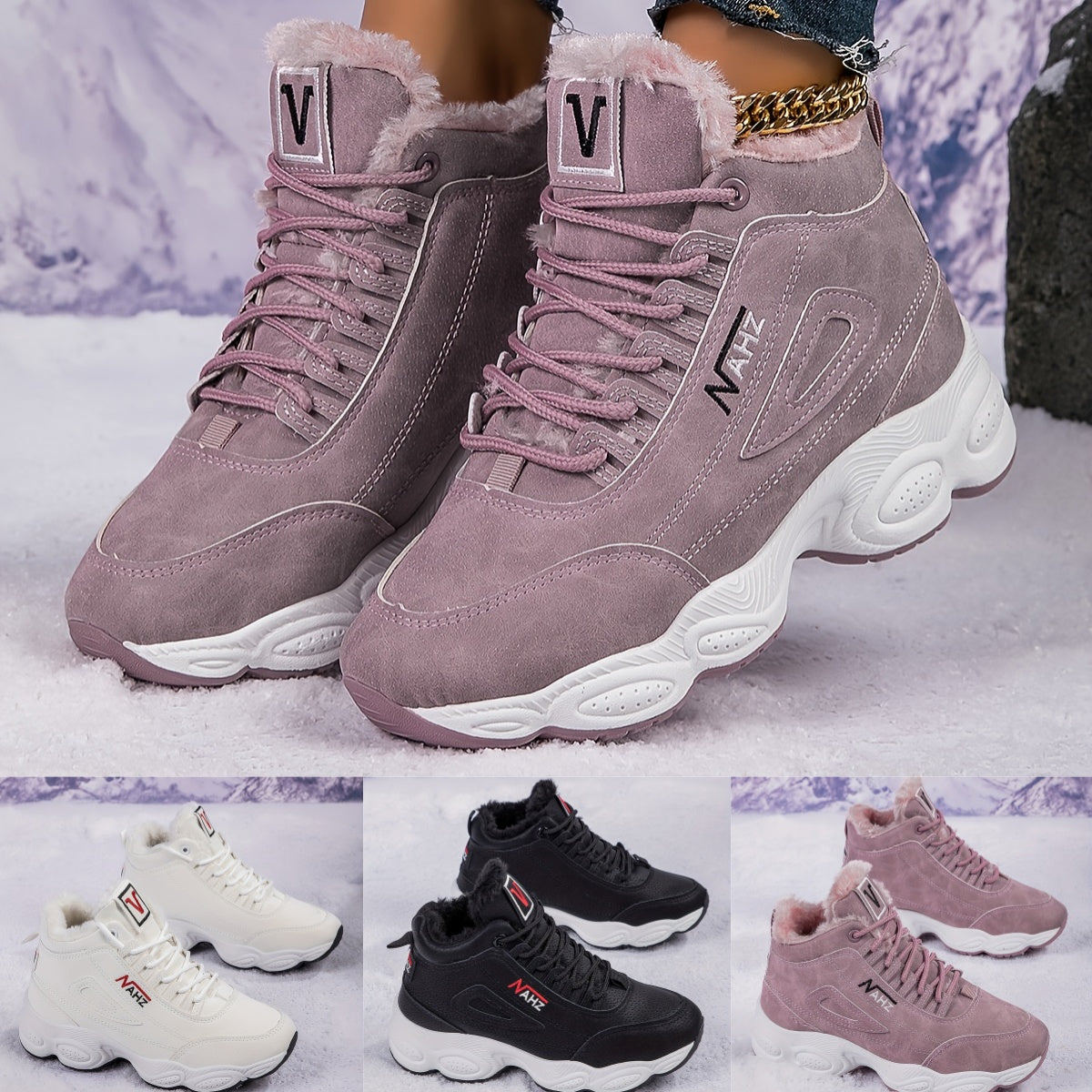 【35-41】Pantofi de iarnă cu talpă groasă de pluș pentru femei