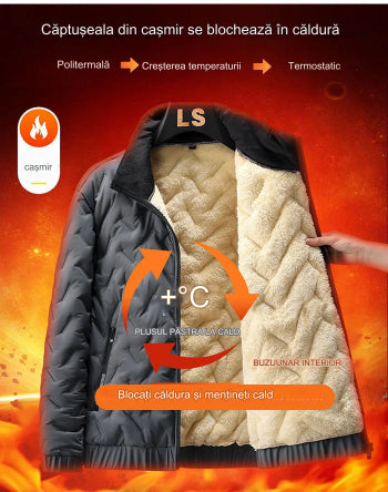 🔥【Ultima zi 50% OFF】🔥【M-5XL】Jachetă de iarnă din bumbac îngroșat de catifea de mărime mare pentru bărbați 3817089