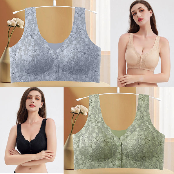 😍【Set de 2】Sutien fără fir pentru femei cu nasturi în față ❤️【40-100kg】---3823246