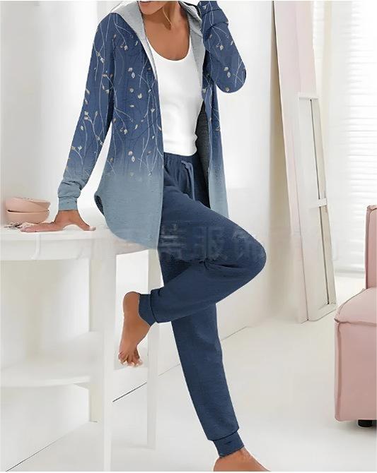 【🏆️Cel mai bine vândut produs】🔥Stil nou, set casual din două piese cu imprimeu de toamnă și iarnă, mâneci lungi + pantaloni lungi