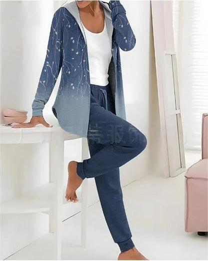 【🏆️Cel mai bine vândut produs】🔥Stil nou, set casual din două piese cu imprimeu de toamnă și iarnă, mâneci lungi + pantaloni lungi