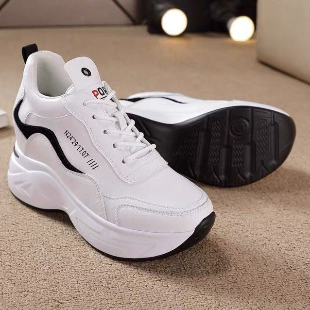 🔥【Vânzare fierbinte】Talpa groasa din piele noua, inalta pantofi sport casual