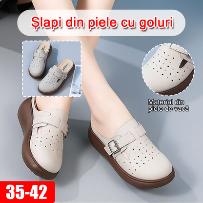 🌟 Articole de modă de vară🌟 Papuci cu vârful închis din piele naturală, toate mărimile 【35-40】