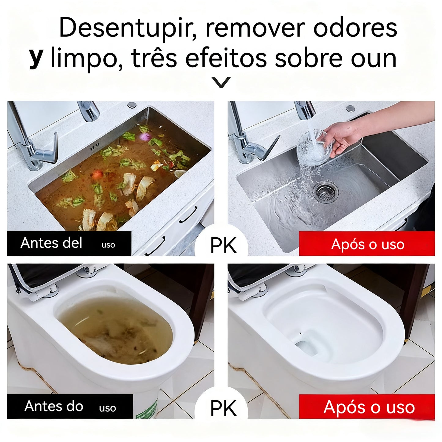 🛁💦【Compre um e leve outro grátis】🌟Desentupidor de lava-loiças e esgotos, eficaz para a gordura da cozinha e desentupimento de canos/sanitas.
