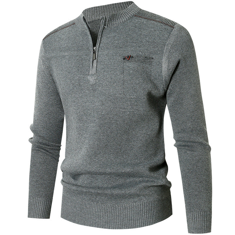(M-3XL)Pulover pentru bărbați cu jumătate de fermoar, cu gâtul turn, stil nou pentru toamnă și iarnă, îmbrăcăminte interioară caldă, lejeră și lejeră