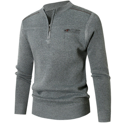 (M-3XL)Pulover pentru bărbați cu jumătate de fermoar, cu gâtul turn, stil nou pentru toamnă și iarnă, îmbrăcăminte interioară caldă, lejeră și lejeră