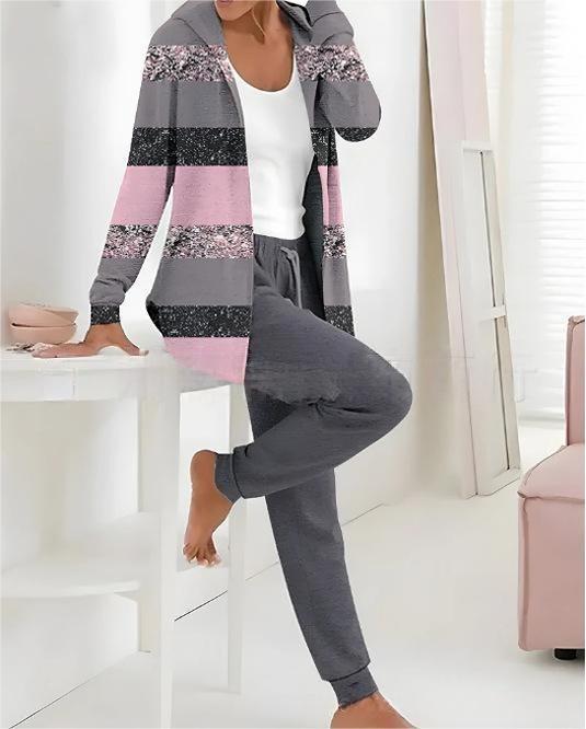 【🏆️Cel mai bine vândut produs】🔥Stil nou, set casual din două piese cu imprimeu de toamnă și iarnă, mâneci lungi + pantaloni lungi