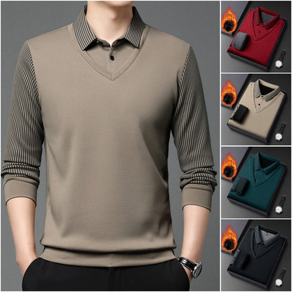 【30%OFF】【Cumpărați 1 obțineți 1 gratuit】 【M-4XL】Cămașă POLO fals din două piese cu dungi patchwork