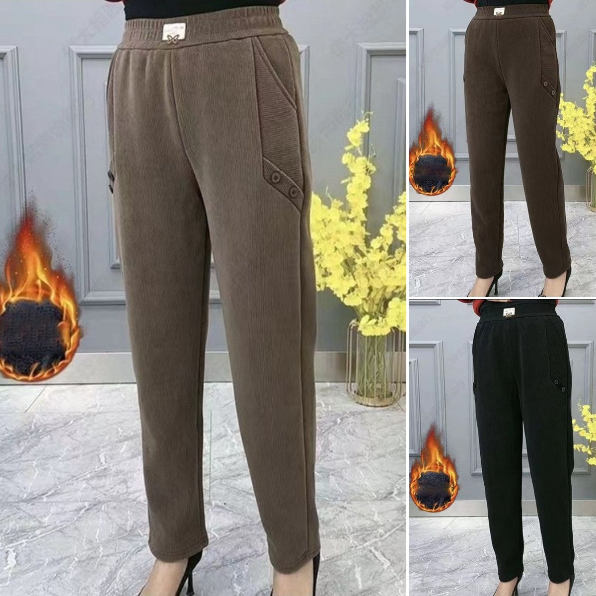 🔥🔥【2XL-5XL】Noua toamna si iarna ingrosata catifea pantaloni largi casual mari marime✅【55-92.5kg】-3822550