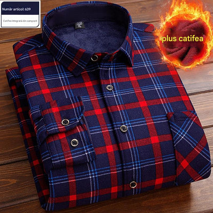🔥👔【L-4XL】Cămașă caldă în carouri din catifea de toamnă și iarnă✅【45-95kg】