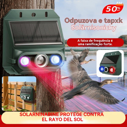🔥Repelente ultrassónico de animais para uso exterior, alimentado a energia solar, com luz infravermelha intermitente e luzes LED vermelhas e azuis