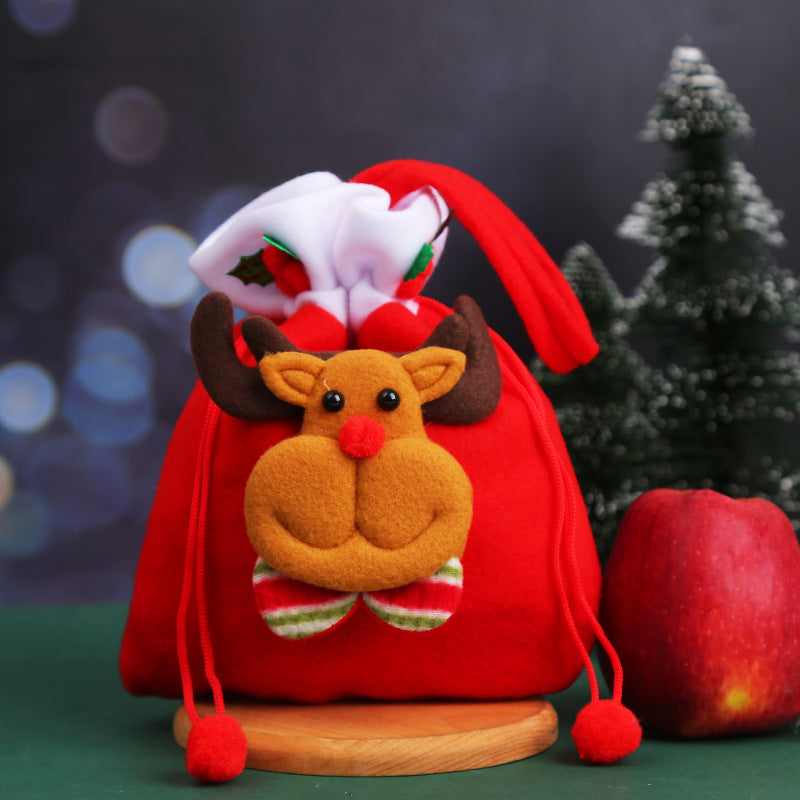🎁🔔【Set de 4 buc.】🦌🎅🏼Model drăguț de pungă cadou cu ren și Moș Crăciun