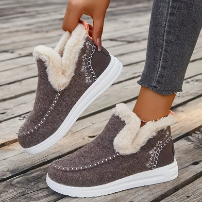 【36-43】Cizme scurte de damă de culoare uni, cizme casual cu căptușeală cu pluș, cizme confortabile de iarnă 3774054