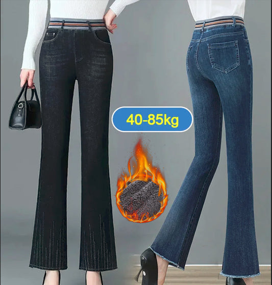 👖👖【26-34】【40-85KG】🔥Noui blugi elastici de pluș cu talie înaltă, îngroșați de iarnă_3844026