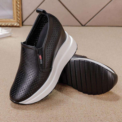 【35-40】2025 pantofi casual cu toc în formă de pană pentru femei, 100% piele naturală🔥Transport gratuit. ✅Plata la livrare