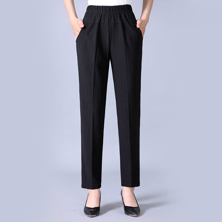 🔥【45-90KG】Pantaloni casual drepti de pluș pentru femei cu talie înaltă de toamnă și iarnă--3841290