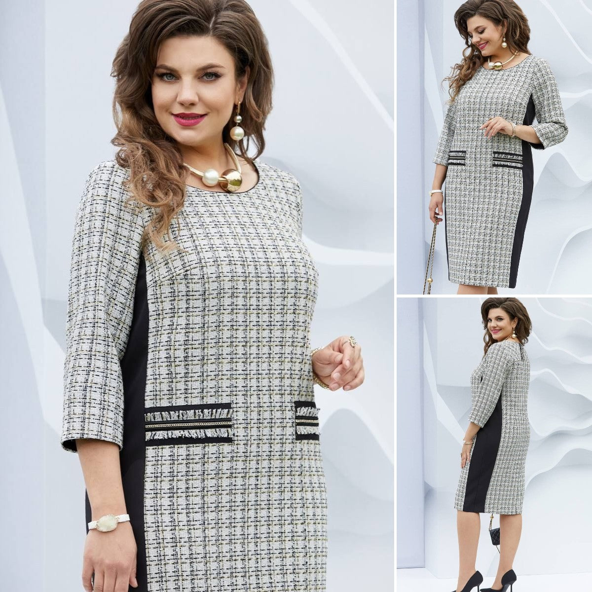 🍃【S-5XL】🍂Rochie în carouri în stil toamnă târziu