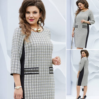 🍃【S-5XL】🍂Rochie în carouri în stil toamnă târziu