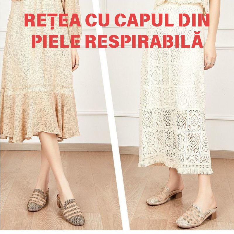 👍【35-40】Papoci casual cu strasuri din plasă, la modă de vară, confortabili și antiderapanți, foarte potriviți pentru picioare late.