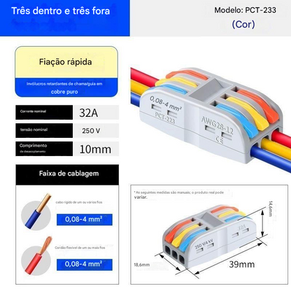 Compre 5 e leve 5 grátis Conectores de fio multifunções(cor, 3 entradas, 3 saídas)