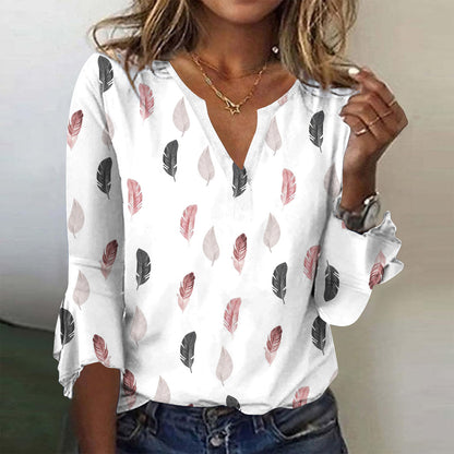 🔥2024 Tricou lejer casual imprimat cu decolteu în V