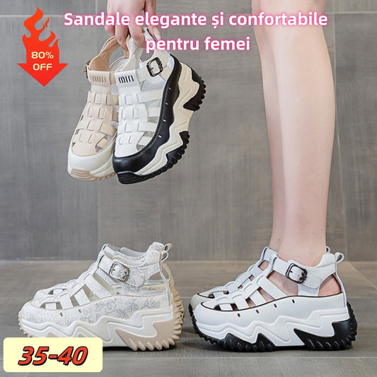 🔥【Cumpărați 1 obțineți 1 gratuit】🌸【35-40】Sandale confortabile pentru femei, la modă 2025, cu tocuri goale, confecționate din piele naturală.