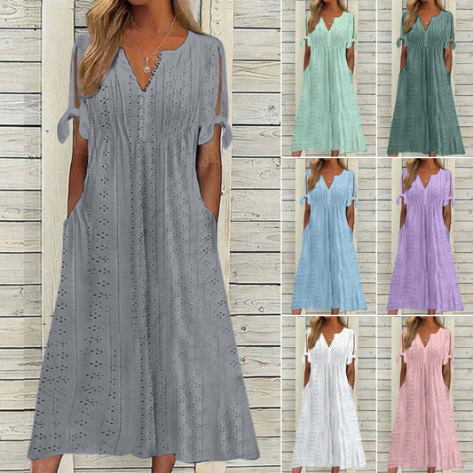 🔥🔥[S-5XL]👗Rochie simplă și frumoasă de culoare uni 3666359