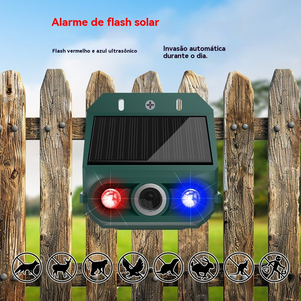 🔥Repelente ultrassónico de animais para uso exterior, alimentado a energia solar, com luz infravermelha intermitente e luzes LED vermelhas e azuis
