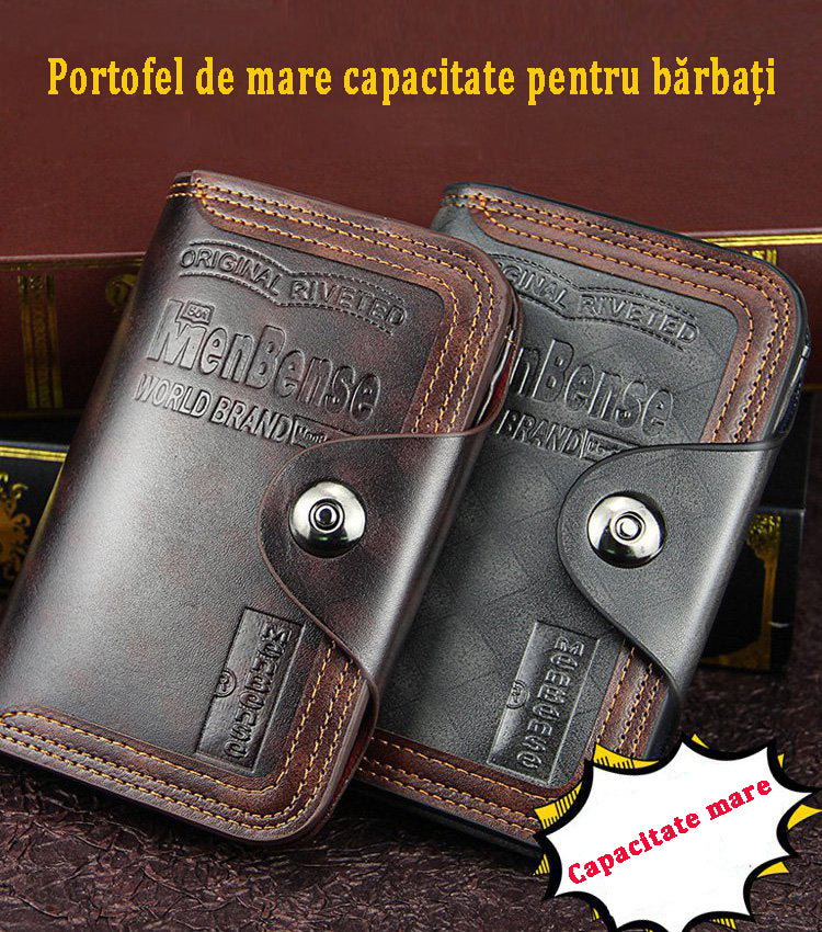 💥😎Portefel cu trei ori din piele naturală pentru bărbați