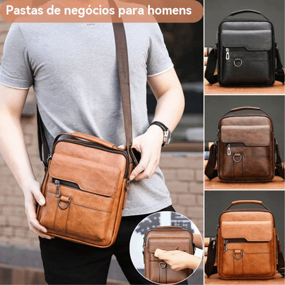 👜 Bolsa de homem casual em pele,Fabricado em pele genuína, elegante e versátil.
