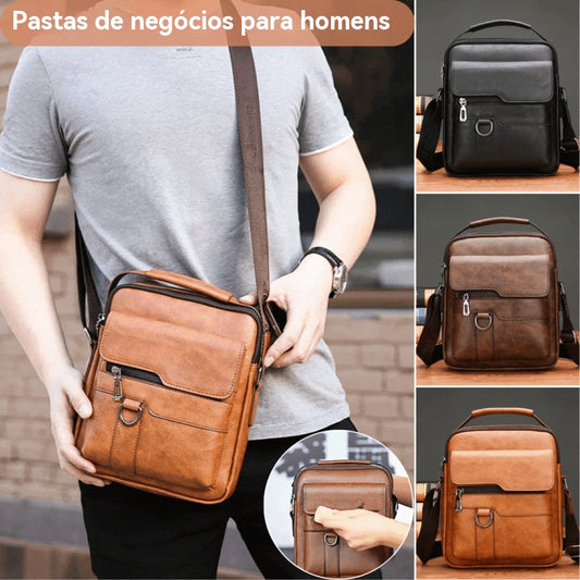 👜 Bolsa de homem casual em pele,Fabricado em pele genuína, elegante e versátil.