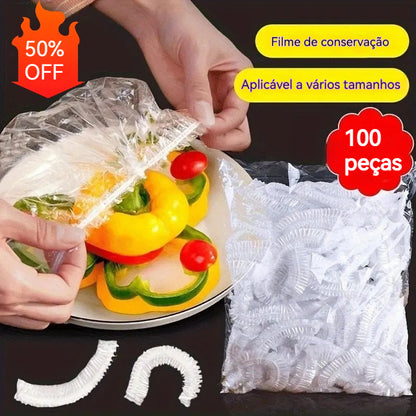 🔥【100 unidades】Tampas descartáveis para armazenamento de alimentos, próprias para contacto com alimentos