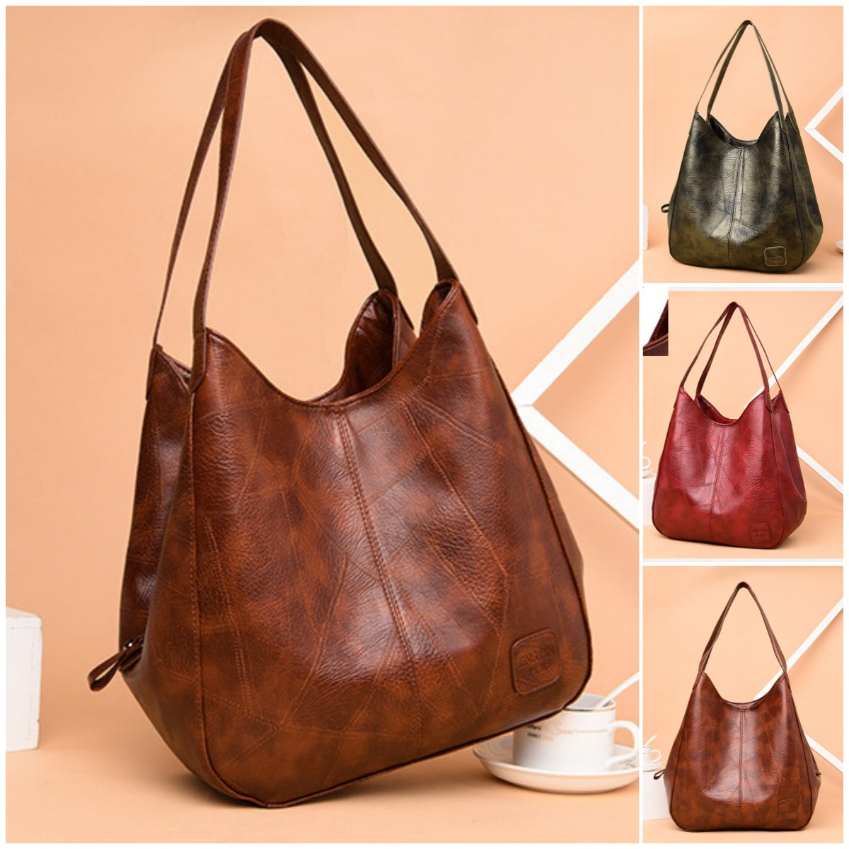 💖👜💖Geantă de umăr din piele moale, cu stil nou, capacitate mare, potrivită