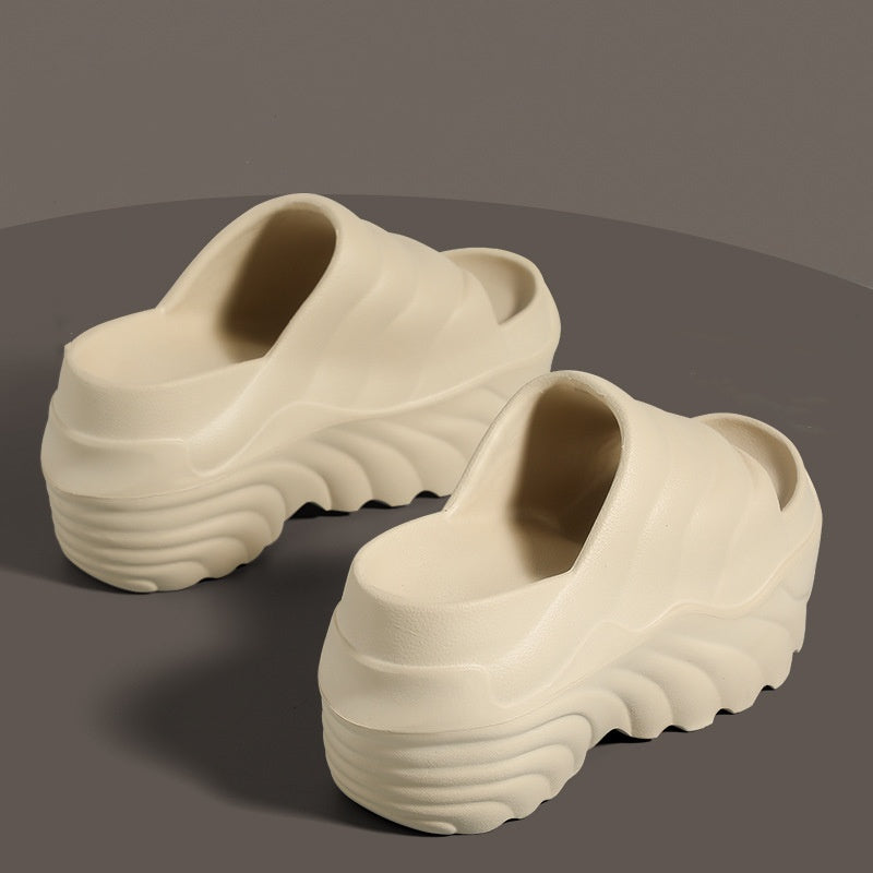 【36-41】2025 papuci noi de vară pentru femei, cu talpă groasă, cu tocuri cu pană, pentru purtarea exterioară, înălțirea și slăbirea pantofilor