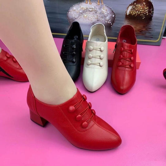 🔥🔥👠【35-40】2024 pantofi cu toc mijlociu din piele la modă