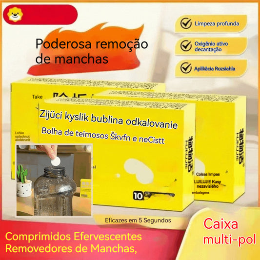 🧼💧🎁【Compre dois e leve um grátis】Comprimidos Efervescentes Removedores de Manchas, Eficazes em 5 Segundos