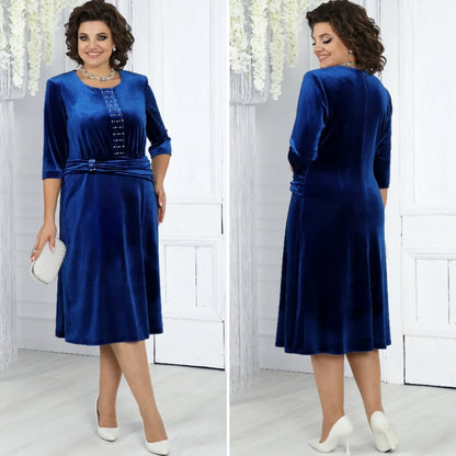 💥【SIZE:S-5XL】💥Rochie elegantă și sofisticată din țesătură de catifea luxoasă, cu ornamente de perle🌟