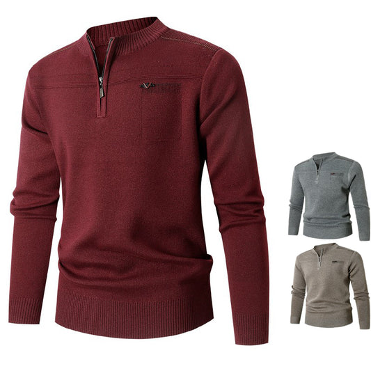 (M-3XL)Pulover pentru bărbați cu jumătate de fermoar, cu gâtul turn, stil nou pentru toamnă și iarnă, îmbrăcăminte interioară caldă, lejeră și lejeră