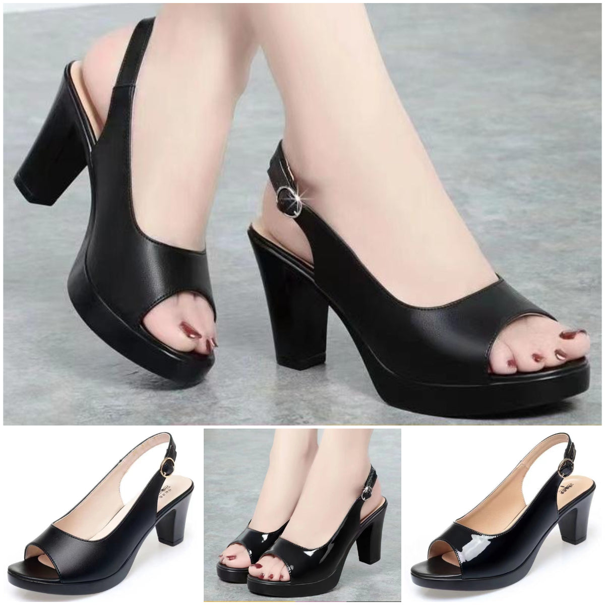 💞【Cumpara 1 obtine 1 gratuit】Sandale cu toc înalt casual, elegante, gura de pește