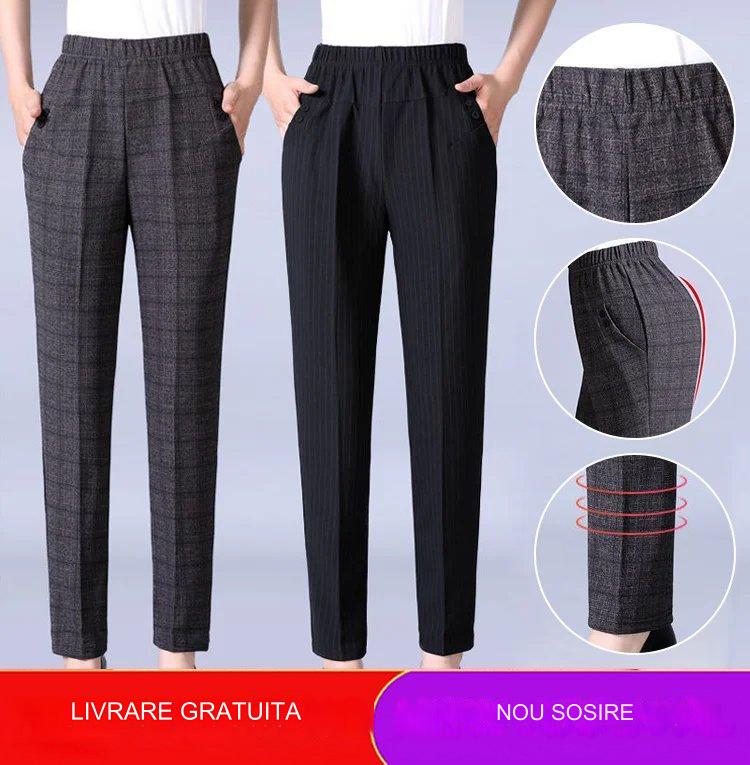 🔥【45-90KG】Pantaloni casual drepti de pluș pentru femei cu talie înaltă de toamnă și iarnă--3842435