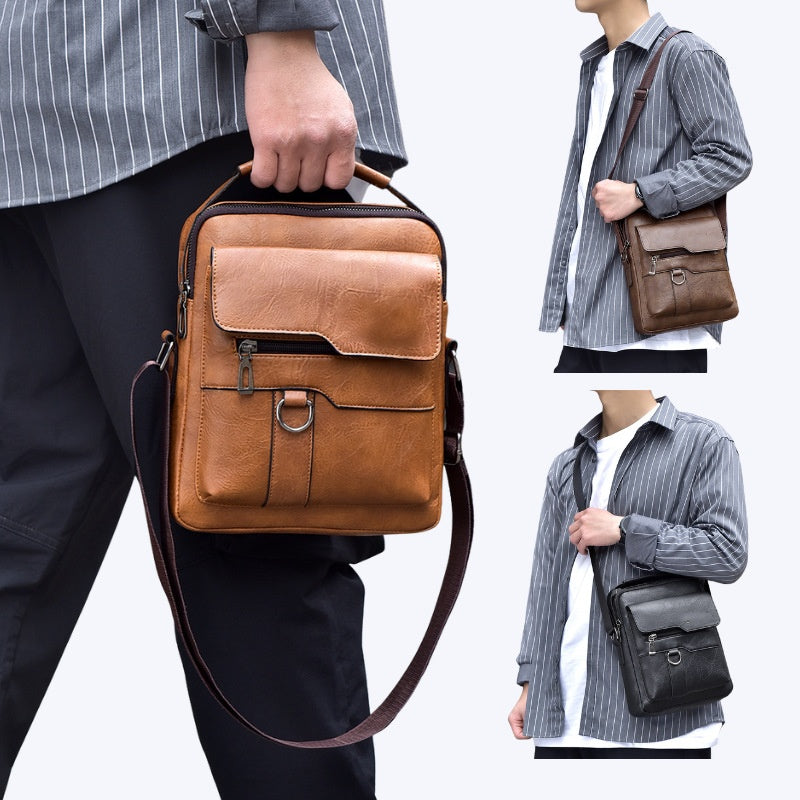 👜 Bolsa de homem casual em pele,Fabricado em pele genuína, elegante e versátil.