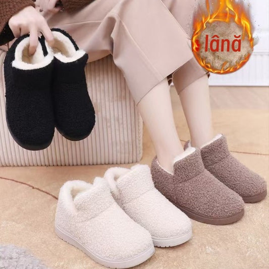 【35-41】 Cizme plate de zapada calduroase din lana si catifea